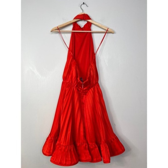 NWT Amur Amiri Halter Pleated Fit and Flare Red Low Back Mini Dress - Picture 7 of 8